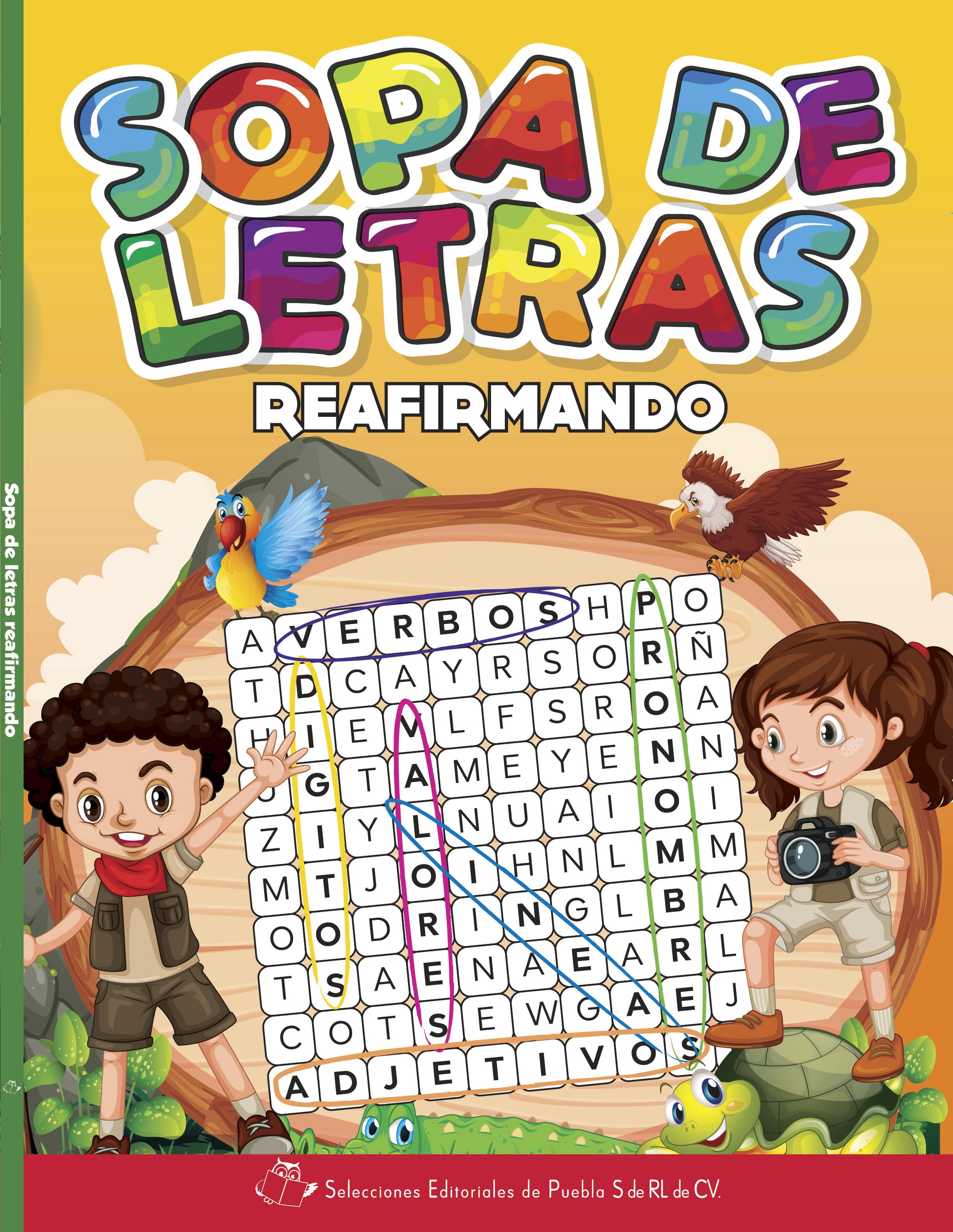 Portada libro infantil Sopa de Letras Reafirmando, libros preescolar, actividaes preescolar, articulos pedagógicos preescolar, educación preescolar